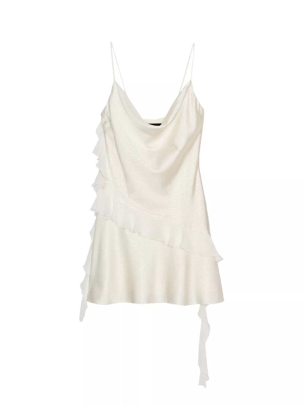 Zara White Ruffled Mini Slip Dress